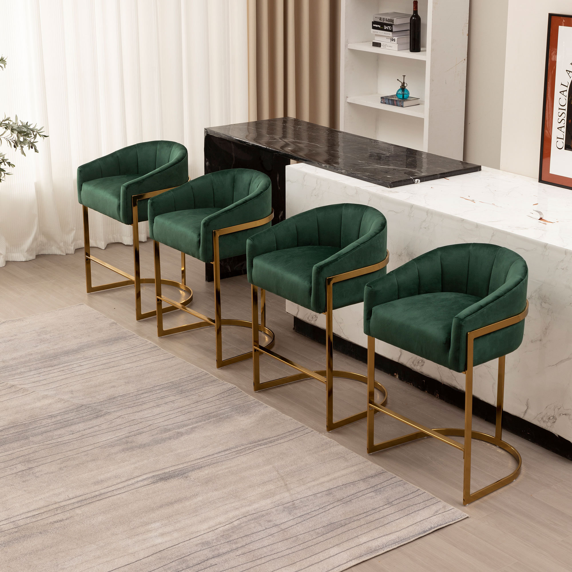 Mercer41 Upholstered 27'' Counter Stool with Metal Frame & Reviews